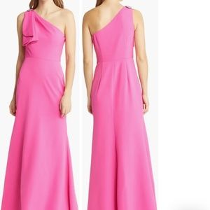 Eliza J crystal drape detail one shoulder gown